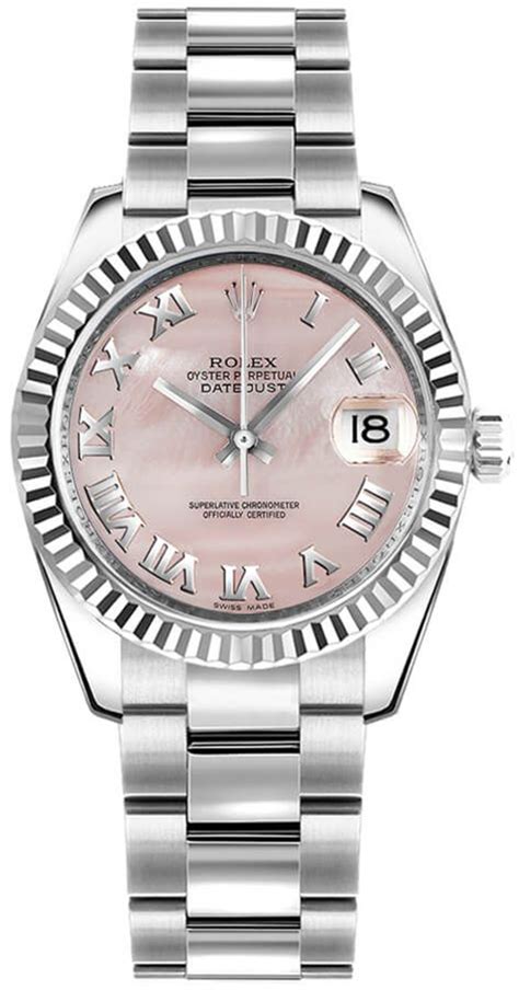 rolex pink mother of pearl dial|Rolex lady Datejust watch.